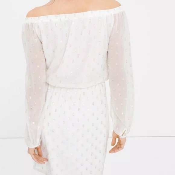WHBM White Dress with Gold accents Size L NWT - Picture 12 of 12